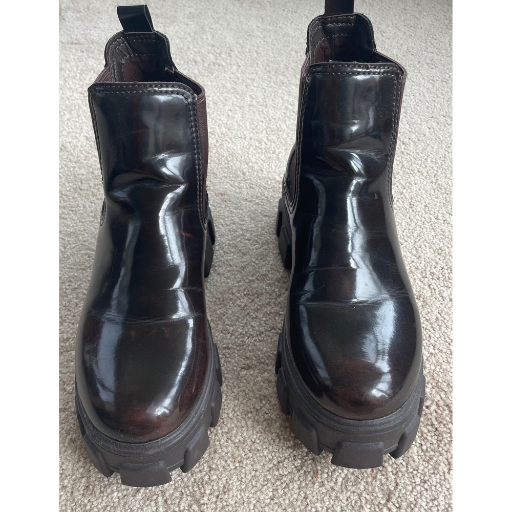 Circus by Sam Edelman Darielle Brown/Wine Patent Lug Sole Chelsea Boots Womens 9 - Picture 3 of 5